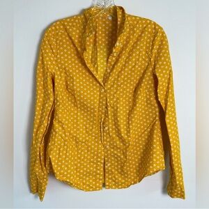 Boden Yellow White Floral Classic Women's Button Down Collared Shirt Size 6M